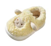 Kids Girls Fleece House Slippers Cute Animals Sheep Plush Home Shoes Autumn Winter Indoor Warm Fuzzy Slip On Bedroom Sliders Flat Soft Sole Slides (2-Yellow, 12 Little Child)