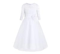 Kids Girls Floral Lace Flower Girls Dress Formal Dress Tutu Dress Wedding Pageant Bridesmaid Maxi Long Dress Prom Gowns White 7-8 Years