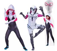 Kids Girls Ghost Spider Stacy Gwen Boys Cosplay Costume Jumpsuit Fancy Dress Set