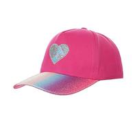 Kids Girls Glitter Baseball Cap with Heart Embroidery Sparkle Wide Brim UV Protection Adjustable Sun Visor Hat Lightweight Breathable Outdoor Sports Beach Travel Summer Peaked Trucker Cap for 2-6Years