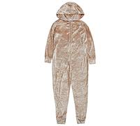 Kids Girls Gold Crushed Velvet Onezees Long Sleeved Lounge Pyjamas All in One Size Gold 13 Years