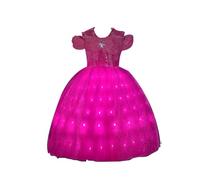 Kids Girls Halloween Dresses Light Up Princess Costume Short Sleeve Dresses Casual A-Line Dress Pageant Party Gown High Waist Flower Printed Dress Cosplay Costume (A, 6-7 Years)