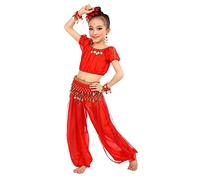 Kids Girls Indian Belly Dance Top Pants Belly Dance Clothes Kids Belly Dancing Dance Clothes Clearance B-Red 7-9 Years