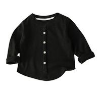Kids Girls' Knit Button Down Cardigan - Long Sleeve Open Front Sweater, Toddler Size Option, Soft Plain Fabric, Ideal as Casual Outerwear for Cool Days(Black, 13-14 Years)