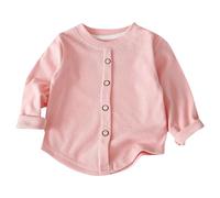 Kids Girls' Knit Button Down Cardigan - Long Sleeve Open Front Sweater, Toddler Size Option, Soft Plain Fabric, Ideal as Casual Outerwear for Cool Days(Pink, 11-12 Years)