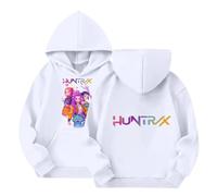 Kids Girls Kpop Demons Hunters Hoodie Cute Funny Animation Design Jacket Vintage Hip Hop Oversized Streetwear Autumn Winter Long Sleeve Hoodie for Teenagers (White, 4-5 Years)