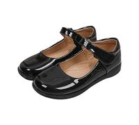 Kids Girls' Leather Shoes Mary Jane Solid Color Flats Low Top Party Shoes Party Birthday School Performance Little Girl Fuzzy Slippers 4.5 Black