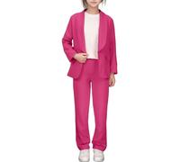 Kids Girl's Long Sleeve Blazer, Solid Color, Lapel, Casual Formal, 5-12 Years#G Hot Pink