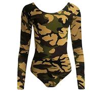 Kids Girls New Leopard Camouflage Print Long Sleeve Dance Gymnastics Leotard Bodysuit Top 3-13 Years