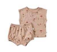 Kids Girls Outfits Summer Sleeveless Cotton Tank Tops Floral Print Vest Pants 2PCS Toddler Clothes Set for Birthday Khaki