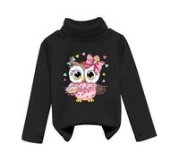 Kids Girls P lo High Neck Tops Long Sleeve Fleece Warm Cute C rtoon Print Plain Basic Shirt Turtle Roll Neck Jumper Boys Girls Casual Soft Thermal Shirts Children Solid Spring (BK1, 4-5 Years)