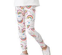 Kids Girls Pants Rainbow Clouds Pattern Stretch Leggings Toddler Girl Floral Pattern Stretchy Leggings Kids Full Length Tights Pants Girls Prints Leggings Casual Yoga Pants (Hot Pink, 3-4 Years)