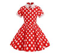 Kids Girls Polka Dot Girls Dress Short Sleeve Turn Down Collar Dress Party Dress Rainbow Shirt Girls Girls Summer Dress