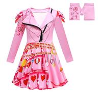 Kids Girls Princess Red Pink Bridget Blue Chloe Evie Dress Fancy Outfits (150, Pink)