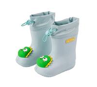 Kids Girls Rain Boots Wellington Ultra Light Soft Sole Durable EVA Waterproof Nonslip Rubber Wellies Boots Boys Cartoon Animal Cute Casual Outdoor Blue Size 4.5/5 UK