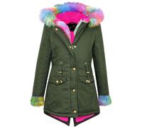 A2Z 4 Kids Kids Girls Hooded Faux Fur School Outerwear Coats - Jacket JK21 Rainbow Fur._13