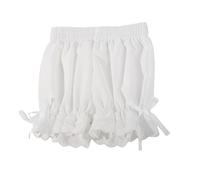 Kids Girls Ruffled Pumpkin Bloomer Shorts Bowknot Lace Up Short Pants Bottom Ruffled Bloomers Under Dress Dance Shorts for Tween Elastic Waisted Solid Kawaii Undershorts Summer (White, 7-8 Years)
