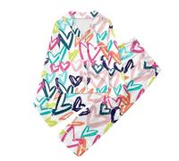 Kids Girls Satin Pyjamas Heart Print Button-Down Silk Pjs 2 Piece Long Sleeves Collar Tops with Pajama Bottoms Teen Girls Fall Winter Casual Sleepwear Festive Nightwear Age 3-14 (White, 13-14 Years)