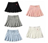 Kids Girls School Uniform Mini Skirt A-Lined Ruffle Pleated Skorts Elasticated High Waist Plain Cotton Ballet Dance Skirt Summer Casual Soft Cozy Comfy Skorts (Black, 2-3 Years)