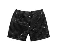 Kids Girls Sequin Shorts Sequin Dance Shorts Hip Hop Jazz Dance Shorts Sparkly Sequins Elastic Waist Shorts Party Shorts Gymnastics Bottoms Stage Performance Black