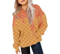Kids Girls Sweatshirt Ice Cream Hoodie Age 3-12 Years Trendy Girls School Blouse Pullover Hoody Long Sleeve Winter Oversized Cute Casual Sports Sweater