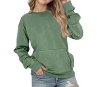 Kids Girls Sweatshirt Long Sleeve Solid Color Pullover with Kangaroo Pocket Round Neck Comfortable Sweat Top Fashion Baggy Jumper Clothes Green