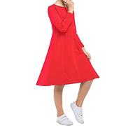Kids Girls Swing Skater Dress Long Sleeve Flared Top Infants School Uniform Costume Fancy Dresses Party Formal 3-4 5-6 7-8 9-10 11-12 13 Years Winter Birthday World Book Day (9-10 Years, Red)