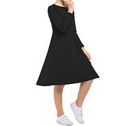 Kids Girls Swing Skater Dress Long Sleeve Flared Top Infants School Uniform Costume Fancy Dresses Party Formal 3-4 5-6 7-8 9-10 11-12 13 Years Winter Birthday World Book Day (5-6 Years, Black)