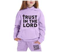 Kids Girls Tracksuit 2 Piece Oversized Outfit Long Sleeve Pullover Jogging Suit Joggers Set Tie Dye Y2K Letter Print Preppy Clothes for Boys UK 2-13 Years Light Purple