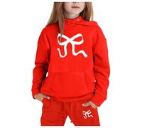 Kids Girls Tracksuit Casual Sweat Jacket Pants Outfits Costume Tie Dye Fleece Hooded Sweatshirt and Sweatpants Top Bottom Loungewear Gifts for Children Unisex Age 5-16 Years Red