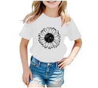 Kids Girls Trendy Short Sleeve T Shirts for Kids Girls Graphic Casual Loose Sports Tops 2025 Sunflower Tees Shirts Loose Fit Summer Tourist Costume Tshirt Cute Tee Shirts Girls Kids