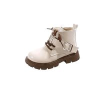 Kids Girls Waterproof Combat Boots, Toddler School Ankle Boots Patent Pu Leather Stylsh Princess Shoes with Buckle Round Toe Booties Winter Walking Footwear