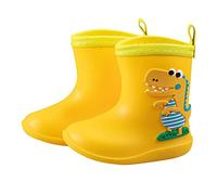 Kids Girls Wellington Boots Dinosaur Pattern Pvc Wellies, Boys Waterproof Non-Slip Comfy Pull-On Handles Outdoor Garden Play Muddy Walks Easy Size UK 5