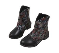 Kids Girls Western Booties Waterproof Combat Boots, Platform Heel Vintage School Ankle Boots Patent Pu Leather Stylsh Princess Shoes Winter Walking Footwear