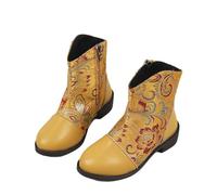 Kids Girls Western Booties Waterproof Combat Boots, Platform Heel Vintage School Ankle Boots Patent Pu Leather Stylsh Princess Shoes Winter Walking Footwear