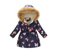Kids Girls Winter Coat Hooded Windproof Jacket Fleece Liend Padded Thick Warm Outerwear Toddler Baby Kids Overcoat Jackets High Waisted Cute Printed Cotton Padded Coat Winter Thick Fleece Lined Jacket