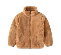 Kids Girls Winter Coats Cute Faux Fur Plush Coat Girls Boys Sherpa Zip Up Solid Multi Color Stand Up Collar With Pockets Fleece Jacket Winter Warm Travel Essentials Fuzzy Jacket For 9-10 11-12 Kids