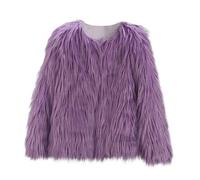 Kids Girls Winter Coats Longline Faux Fur Coat Fluffy Fleece Open Front Cardigan Jacket Artificial Winter Outerwear Parka Peacoat Outdoor School Cold Weather Purple 8 Years