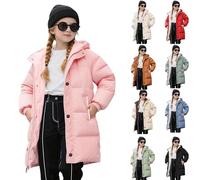 Kids Girls Winter Longline Padded Coat Hooded Puffer Jacket With Hood Thicken Down Coats Bodywarmer Parka Peacoat School Outfits Outerwear Cold Weather 10 Years Pink