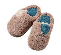 Kids Girls Winter Warm Slippers Kids Slip On Fluffy House Sliders Boys Indoor Casual Shoes House Shoes for Kids Children Kids Fleece Winter Slippers Teens Cute Animal Shoes (Coffee, 1 Big Kids)