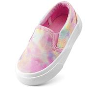 Kids Glitter Trainers Girls Canvas Sneakers Athletic Classic Walk Sport Pumps Light Slip on Outdoor Shoes PinkTieDye 6