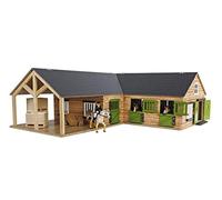 Kids Globe 610211 Wooden Horse Farm-Scale 1:24 Natural Colour with Moving Doors, Windows and Gates, Neutral, 3 Boxen
