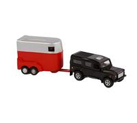 Kids Globe Traffic Die Cast Pull-back Landrover Defender With Horse Trailerx 2 - land rover defender horse trailer kids globe