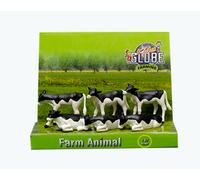 Kids Globe Farming - 6pc CALVES Black + White Standing Lying Farm 1:32 Scale