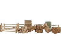 Kids Globe Farming Accessory Set with Fences Hay Bales Potato Crates and Pallets 19 Pieces Wooden 1:32 610253 Multi-Coloured