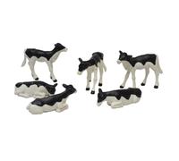 Kids Globe Farming - 6pc CALVES Black + White Standing Lying Farm 1:32 Scale