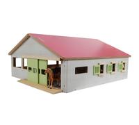Kid's Globe Horse Stable Playset with 3 Stalls and Indoor Riding Arena - Pink