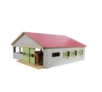 Kids Globe Horse Stable (with 3 Boxes and Riding Area, Length: 62 cm, Width: 56 cm, Height: 26 cm, Roof Removable on Both Sides, Material: Wood) 610271