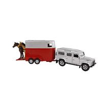 Kids Globe Traffic Die Cast Pull-back Landrover Defender With Horse Trailerx 2 - land rover defender horse trailer kids globe