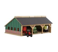 Kids Globe Large Wooden Farm Shed For Tractors (Scale 1:87),Multicolor,30 x 16.7 x 11.9 cm